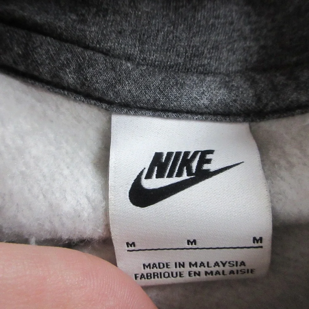 Nike Hoodie Mens Medium Gray Fleece Pullover Kangaroo Pocket Swoosh Sweatshirt